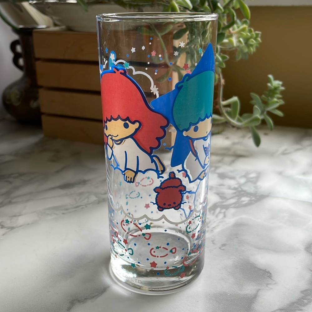 Vintage Sanrio - Kiki and Lala Little Twin stars - vintage glass juice cup 1984